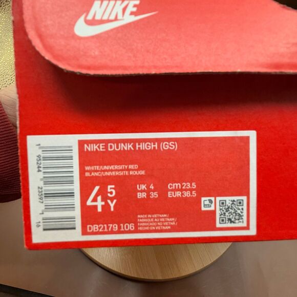 Nike Dunk High (GS) ‘Championship Red’ White/Red Sz 4.5Y - Picture 8 of 12